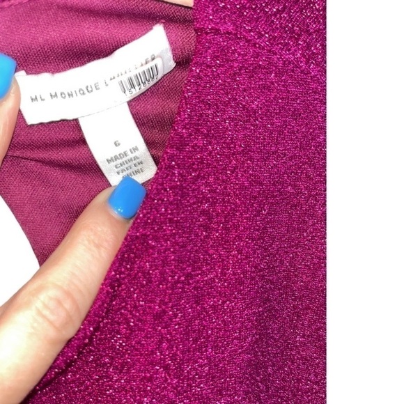 ML MONIQUE LHUILLIER Long Sleeve Knit Maxi Dress Cut Out 6 BARBIE Core Easter - Picture 5 of 15